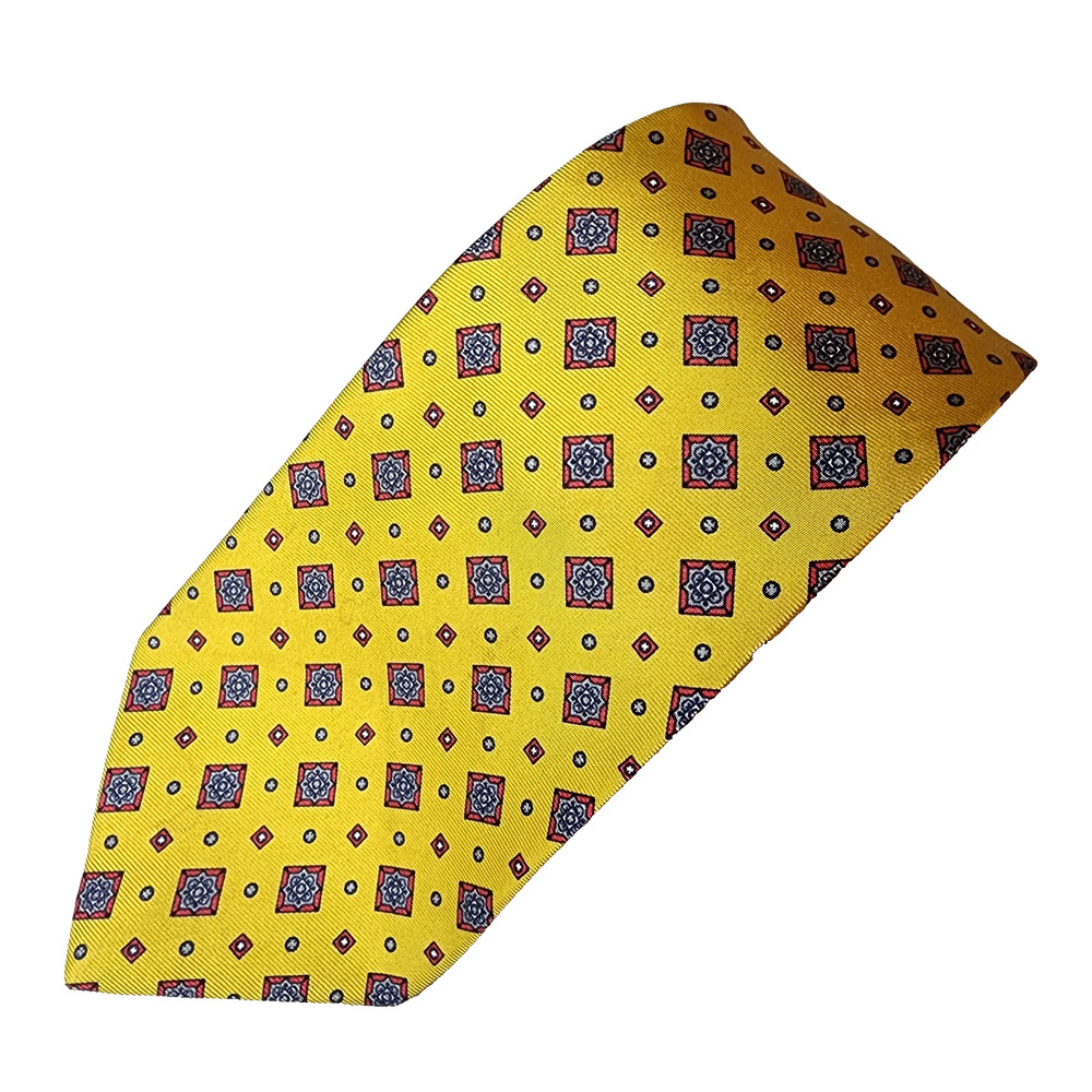 Bill Blass Gold Geometric Necktie 100% Silk 3"x 56" Vintage